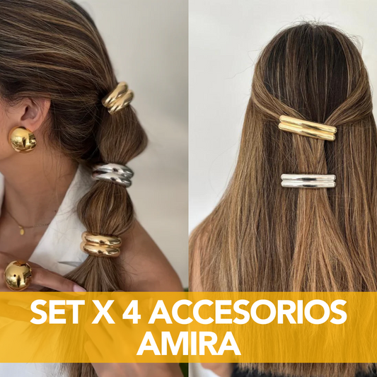 ¡EN TENDENCIA ! SETX4 ACCESORIOS AMIRA